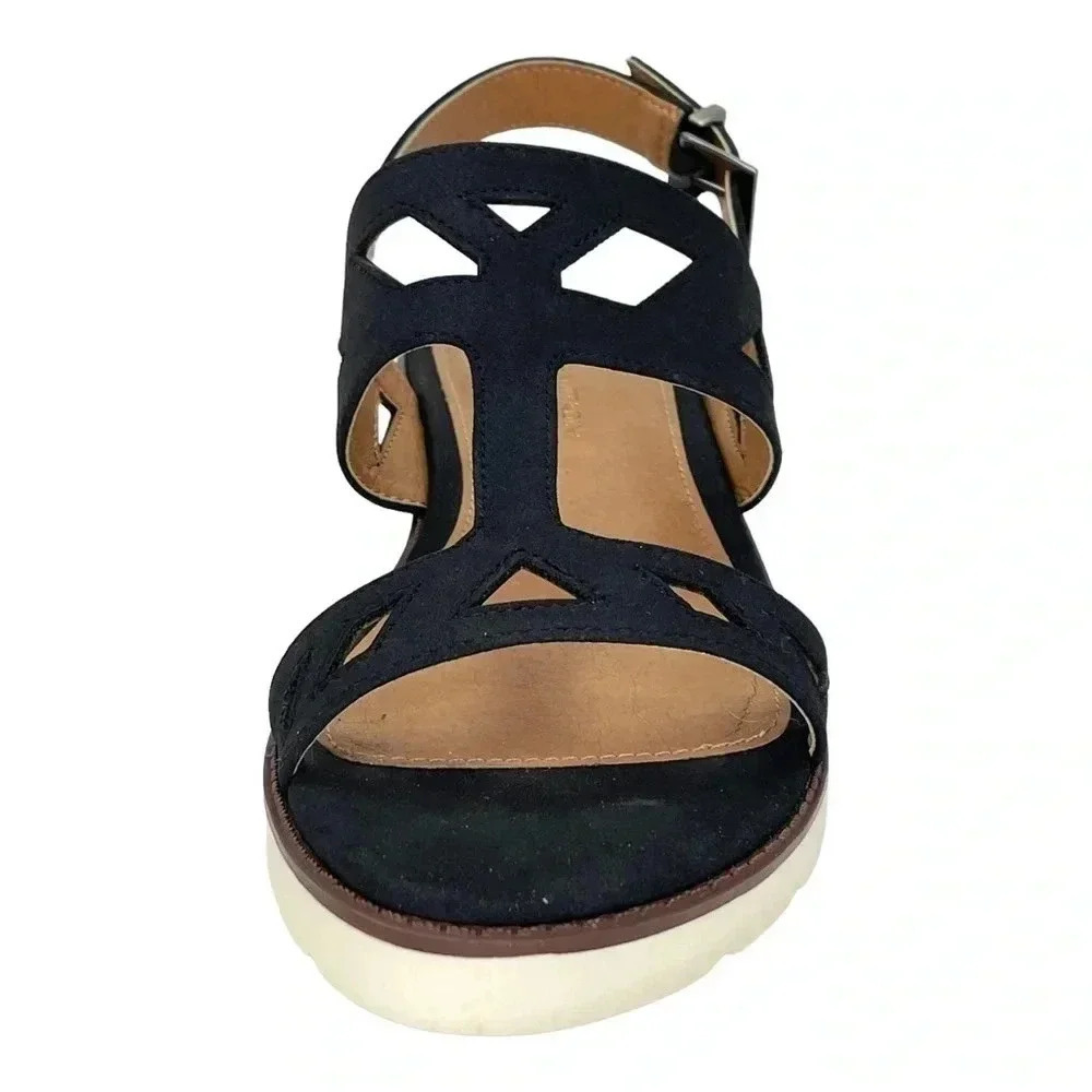 Adrienne Vittadini Seka Black Faux Leather Slingback Womens Sandals Size 9.5M - Picture 4 of 11